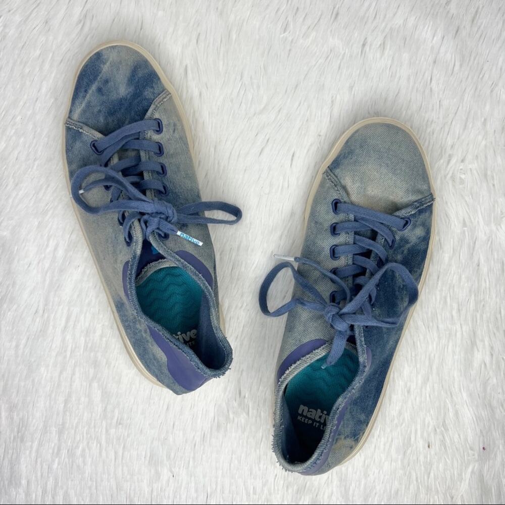 NATIVE / Monte Carlo blue denim lace up sneakers / 8